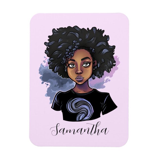 Personalised Sparkling African American Woman Magnet (Vertical)
