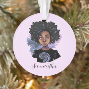 Personalised Sparkling African American Woman Ornament