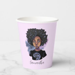 Personalised Sparkling African American Woman Paper Cups