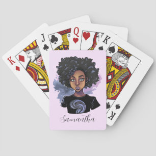 Personalised Sparkling African American Woman Playing Cards