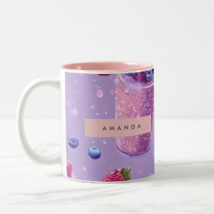 Personalised Sparkling Berry Bliss Purple Smoothie Two-Tone Coffee Mug