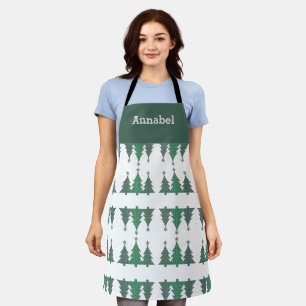 Personalised Sparkling Christmas Pine Trees Apron