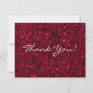 Personalised sparkling red crushed foil thank you card