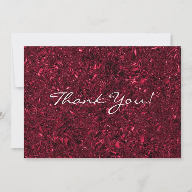Personalised sparkling red crushed foil thank you card (Front)