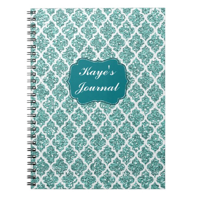 Personalised Sparkling Teal Notebook (Front)