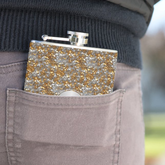 Personalised Sparkly Decorative Silver Gold Flask (In Situ)