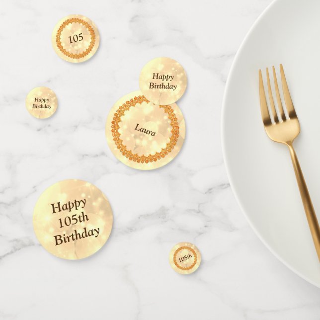 Personalised sparkly Gold Happy 105th birthday Confetti (Group)