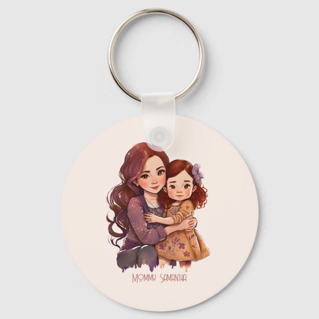 Personalised Sparkly Mother and Daughter Key Ring (Front)