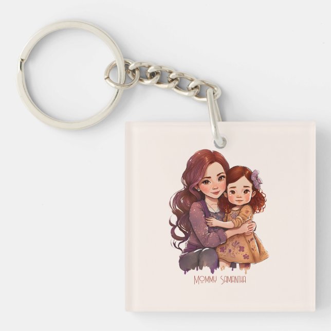 Personalised Sparkly Mother and Daughter Key Ring (Front)