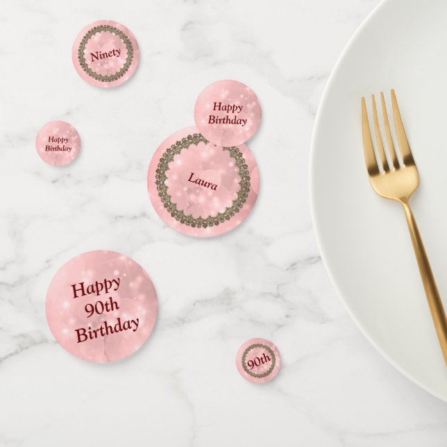 Personalised sparkly Pink Happy 90th birthday Confetti (Group)
