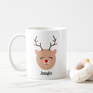 Personalised Sparkly Red-Nosed Reindeer Mug