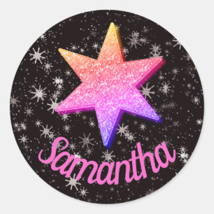 Personalised sparkly s sticker/seal classic round sticker