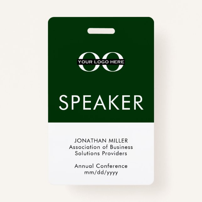 Personalised Speaker Badge Custom Text Logo ID Badge (Front)