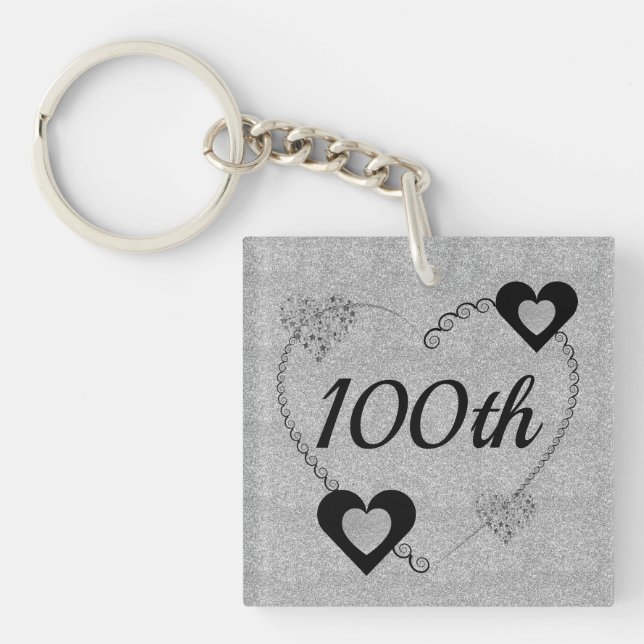 Personalised special birthday key ring 100th (Front)