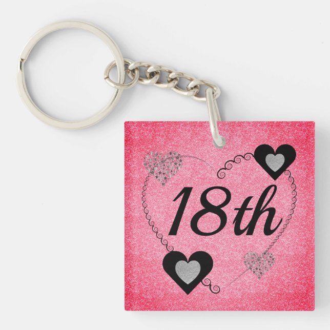 Personalised special birthday key ring 18th (Front)