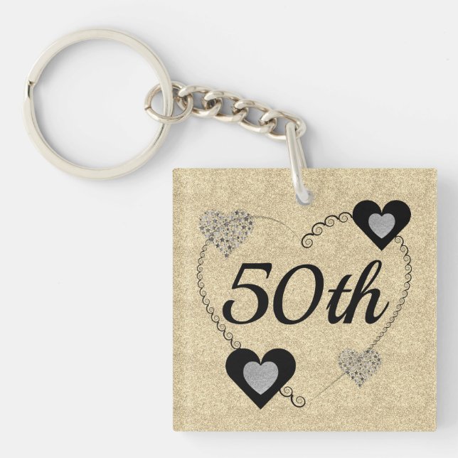 Personalised special birthday key ring 50th (Front)
