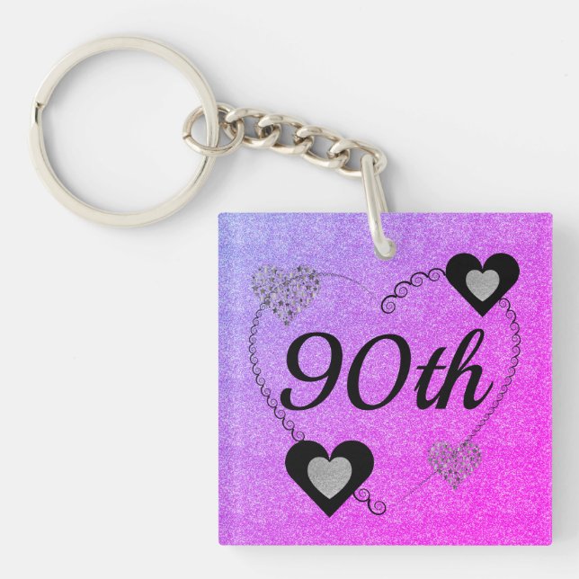 Personalised special birthday key ring 90th (Front)