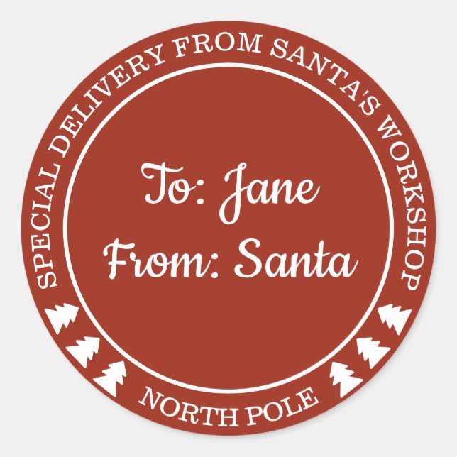 Personalised Special Delivery from Santa Sticker (Front)