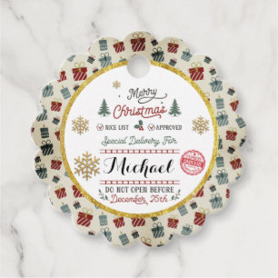 Personalised Special Delivery North Pole Santa Favour Tags