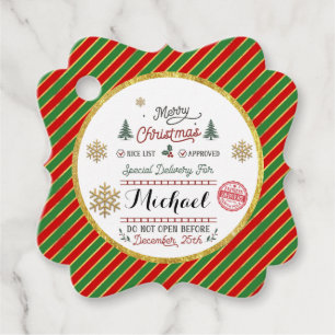 Personalised Special Delivery North Pole Santa Favour Tags