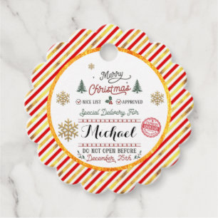 Personalised Special Delivery North Pole Santa Favour Tags
