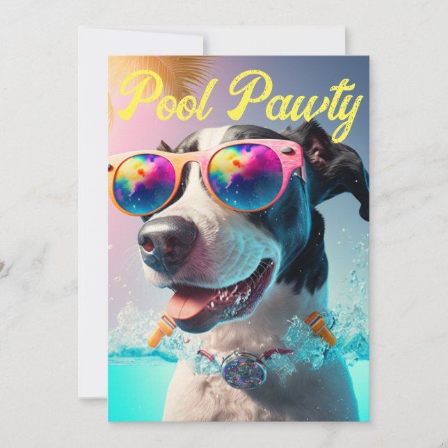 Personalised Special Pool Pawty for your Dog Party Invitation (Front)