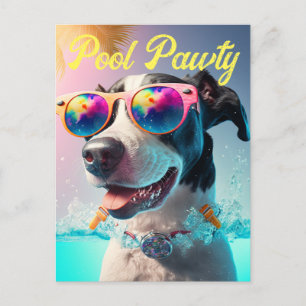 Personalised Special Pool Pawty for your Dog Party Postcard