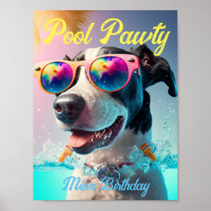 Personalised Special Pool Pawty for your Dog Party Poster