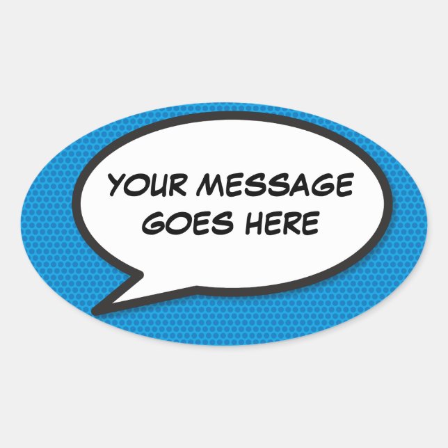 Personalised Speech Bubble Fun Comic Book Oval Sticker (Front)
