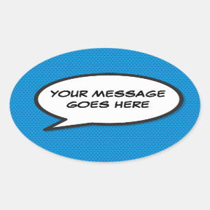 Personalised Speech Bubble Fun Comic Book Oval Sticker
