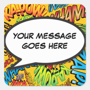 Personalised Speech Bubble Fun Comic Book Square Sticker
