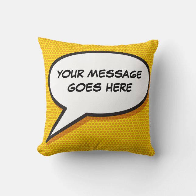 Personalised Speech Bubble Fun Cool Comic Book Cushion (Front)