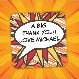 Personalised Speech Bubble Fun Modern Comic Book Square Sticker