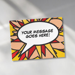 Personalised Speech Bubble Fun Retro Comic Book Postcard