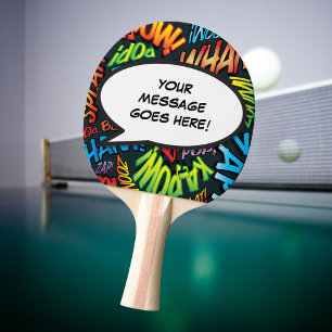 Personalised Speech Bubble Funny Cool Comic Book Ping Pong Paddle