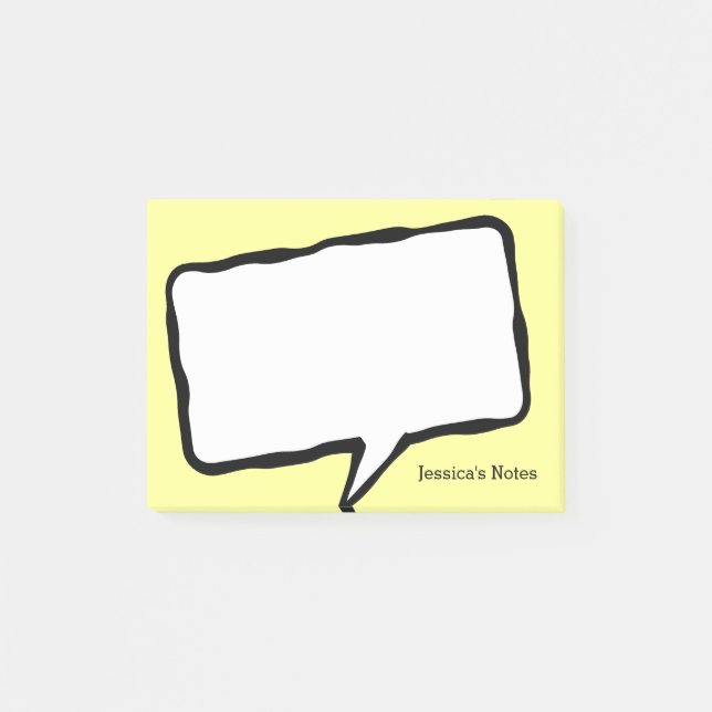 Personalised speech bubble yellow Post-it® notes (Front)