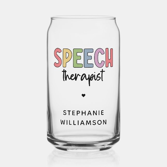 Personalised Speech Therapist SLP Can Glass (Front)