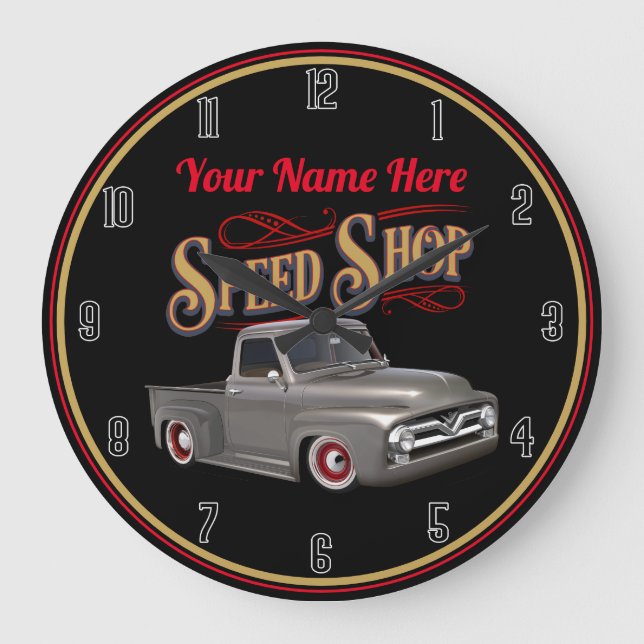 Personalised Speed Shop Truck Large Clock (Front)