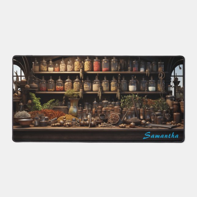 Personalised Spice Shop Counter Desk Mat (Front)