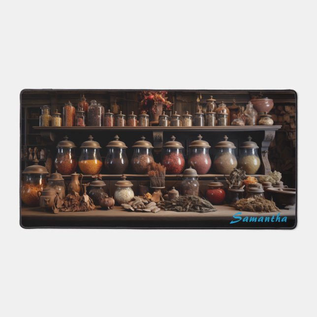 Personalised Spice Shop Counter Desk Mat (Front)