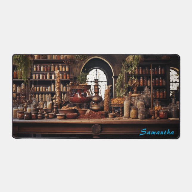 Personalised Spice Shop Counter Desk Mat (Front)