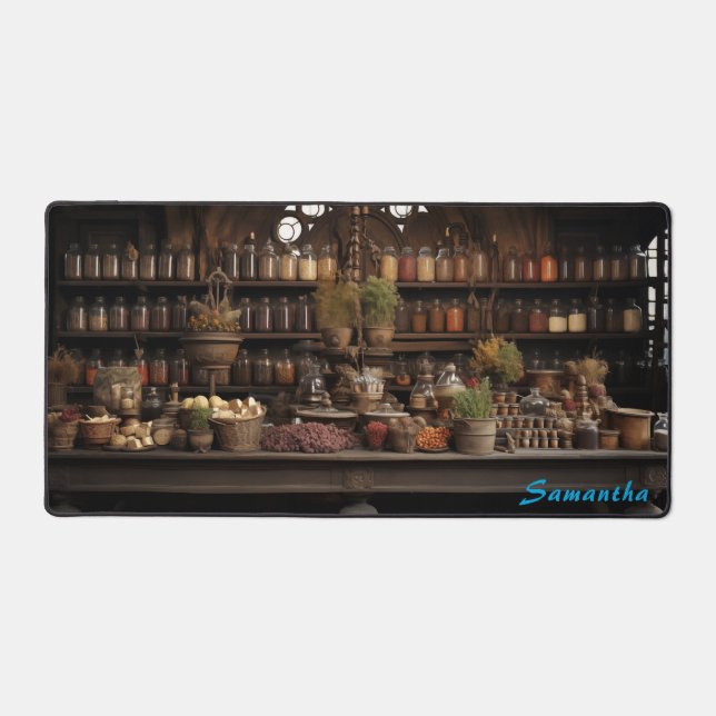 Personalised Spice Shop Counter Desk Mat (Front)