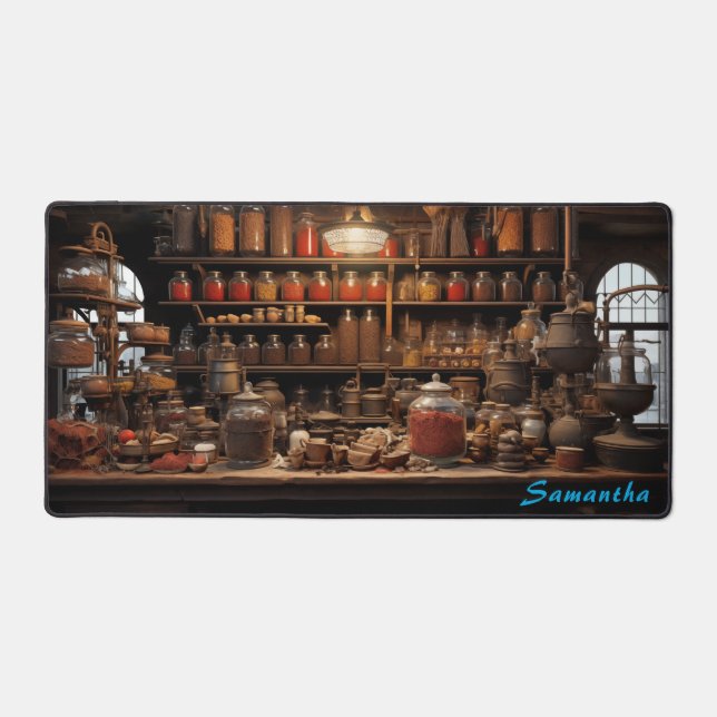 Personalised Spice Shop Counter Desk Mat (Front)