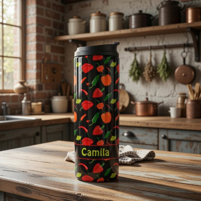 Personalised Spicy Pepper Pattern  Thermal Tumbler (Creator Uploaded)