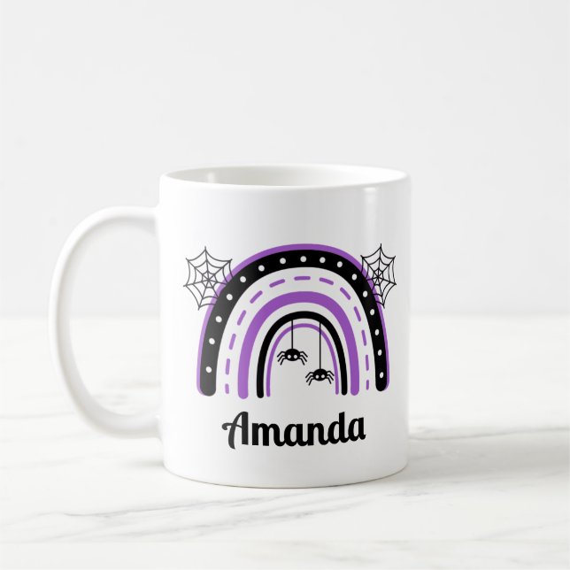 Personalised Spider Rainbow Halloween Coffee Mug (Left)