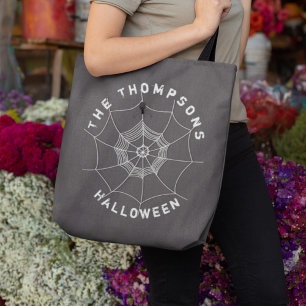 Personalised Spider Web Family Halloween Spooky Tote Bag