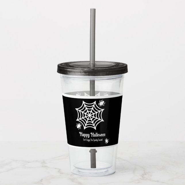 Personalised Spiderweb Halloween Acrylic Tumbler (Front)