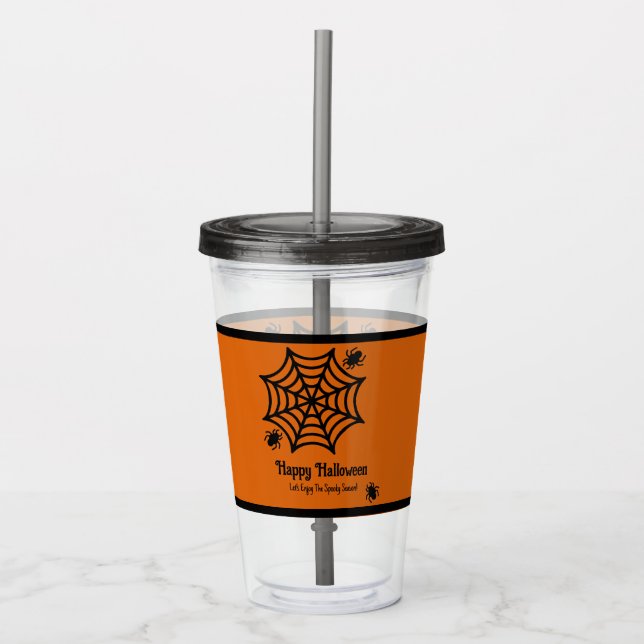 Personalised Spiderweb Halloween Acrylic Tumbler (Front)