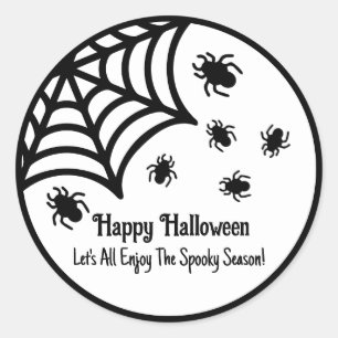 Personalised Spiderweb Halloween Classic Round Sticker