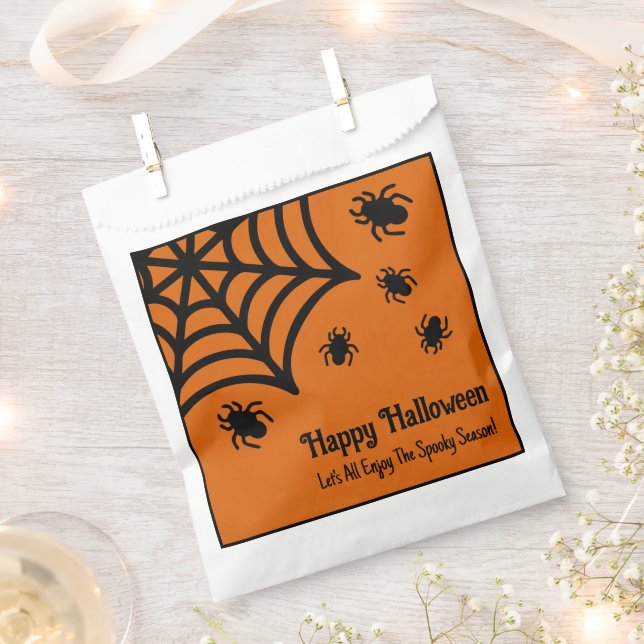 Personalised Spiderweb Halloween Favour Bags (Clipped)